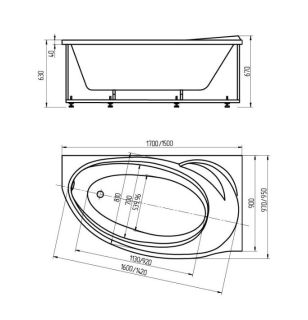 Акриловая ванна Aquatek Бетта BET170-0000099 170х97 см левая с фронтальным экраном сборно-разборный сварной каркас